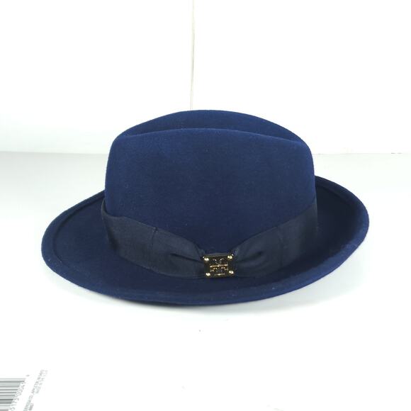 TORY BURCH Women\'s OS Blue 100% Wool Logo Fedora Hat main image 7